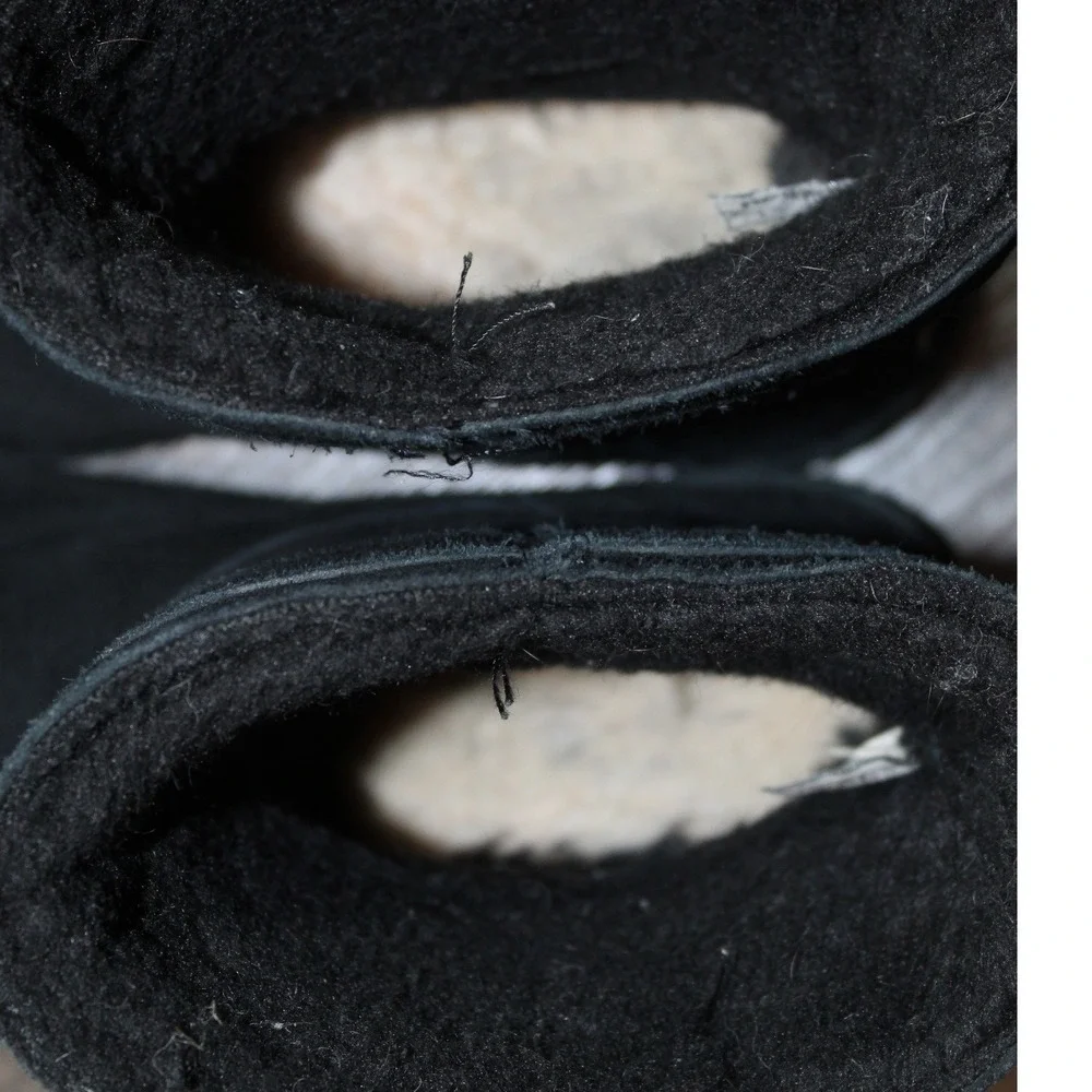 Bearpaw Catherine Women Black Suede Wool Blend‎ Lining Buckle Boots 2182W Size 7
